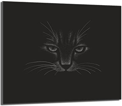 DarHaus Plaque de recouvrement, 60 x 52 cm, en verre, pour cuisinières électrique, à induction, convient comme décoration, protection anti-éclaboussures ou planche à découper, Chat Noir