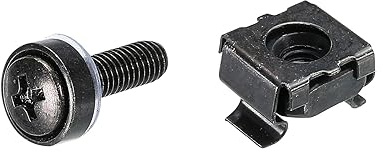 PATIKIL Rack Mount Cage Nuts M5x15mm Mounting Screws Iron Zinc Plated for Server Rack Cabinets with Washers, Black 10 Sets