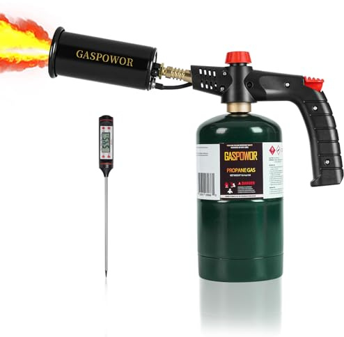 Gospowor Grill Torch Charcoal Torch Lighter, Campfire Starter,Sous Vide,Kitchen torch,Grill & Cooking Propane Torch included a Meat Thermometer Kit for Charcoal Starter, BBQ Searing(Fuel Not Included)