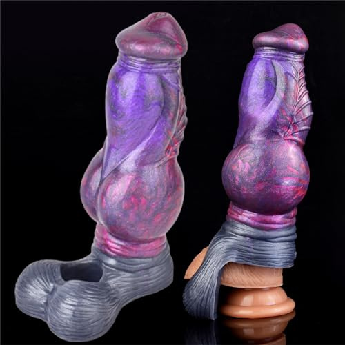 ZEEHUU Monster Penis Extender Sleeve with Cock Ring: Male Penis Sleeve Enlarger Silicone Penis Cover Adult Sex Toy, Knot Penis Sheath for Men (Purple)