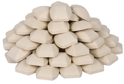 Leship Ceramic Briquettes Replacement for Turbo, Nexgrill Gas Grills, Gas Grill Briquettes Replacement for Lava Rocks, 50-Piece, 2 x 2 inches