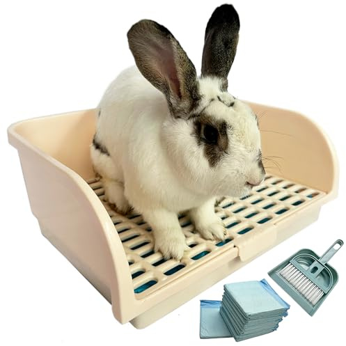 Kiwi & Mora Rabbit Litter Box - Extra Large Bunny Litter Box, Easy to Clean and Disassemble, Prevents Odors and Stains. Training Toilet Pan for Guinea Pig, Hamster, Kitty, Ferret, Galesaur,Chinchilla