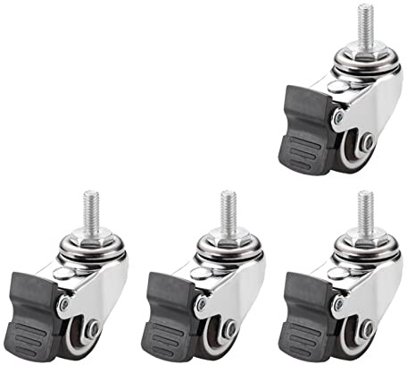 4 Uds vástago Giratorio roscado s, Repuesto de Rueda silenciosa TPE de 1 Pulgada for carros, Cama de bebé, Muebles, gabinete, Ruedas de Mesa
