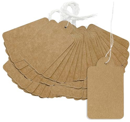 Preisschilder Anhänger 500 Stk Kraftpapier Hängeetiketten mit Faden 35 x 22mm Preisschilder Etiketten Preisetiketten Geschenkanhänger