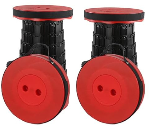 Rshuhx 2pcs Tabouret Pliant Portable Tabourets pliants pour Adultes Camping Tabouret Pliable Siège léger Rétractable pour Excursion Pêche en Plein air Randonnée Charge maximale 460lb/210kg(Rouge)