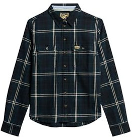 Superdry Damen Flanellhemd mit Holzfällerkaros Marineblau/Grün Kariert 38