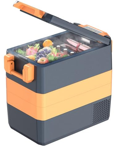 UKKISO Kompressor Kühlbox 50L Kühlschrank für Auto, 12/24V DC 100-240 VC Elektrisch Kühlbox für Auto, 12/24 V DC und 100–240V AC für Auto, LKW, Boot, Camping, -20°C bis 20°C, mit USB Anschluss