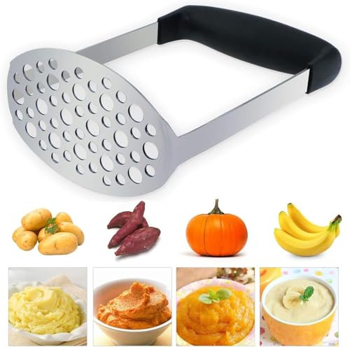Potato Ricer, Potato Masher, Potatoes Masher with Non Slip Handle Two-Sided Kitchen Gadget for Garlic Press/Cooking/Mashed Potatoes/Jam/Vegetables/Fruits