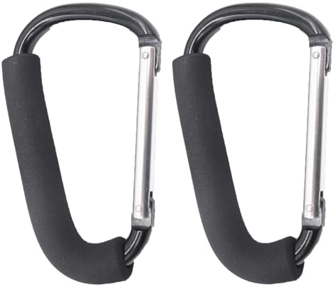 PandaEar 2er Set Kinderwagenhaken, 6,3 Große Karabinerhaken für Mamas, Robuste Kinderwagenzubehör zum Aufhängen von Wickeltaschen, Einkäufen und Einkaufstaschen