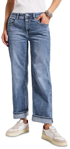 STREET ONE Damen 3715672 Straight Leg Jeans, Authentic mid Blue Washed, 30W x 28L