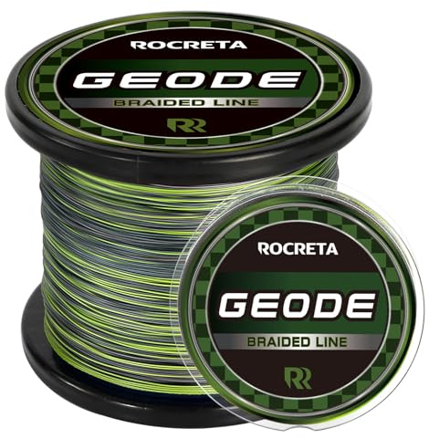 ROCRETA Geode Braided Fishing Line, Super Strong Power Braid Lines for Saltwater and Freshwater Fish 30lb, 150ydsļ¼Camo Green