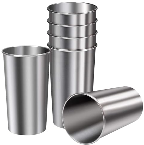 Genérico Vaso De Acero Inoxidable Para Niños | 6 Piezas Tazas De Café - Vasos Irrompibles 600ml Apilables Para Escuela Familiar