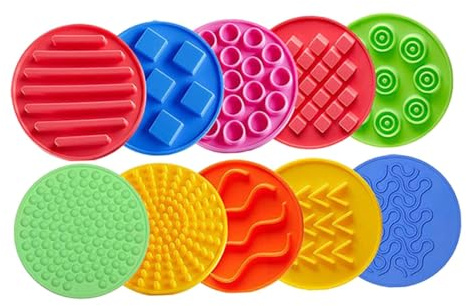 KiBcsLic 10 Pezzi Tappetini Sensoriali in Silicone Cerchi Sensoriali per Bambini Motricità Fine