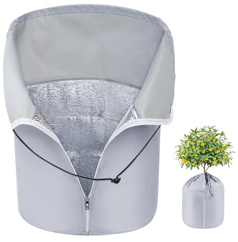 NUTKIT Protección contra Heladas para Plantas, 1PC Funda de Protección contra Congelación con Cordón y Cremallera, Tela Transpirable Pero Aislante, para árbOles Frutales y Plantas En Maceta (65x70cm)