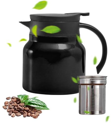 DASIAUTOEM Cafetière isotherme 1 l - 1000 ml - Thermos avec filtre en acier inoxydable - Pour thé, café, boissons chaudes, maison, bureau, maison de location