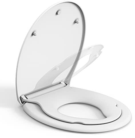Cuvette toilette Forme O avec Siège Enfant,Abattant WC avec Frein de Chute,Lunette WC/Cuvette WC Avec fonction magnétique,Cuvette toilette Facile à installer pour enfants et adultes