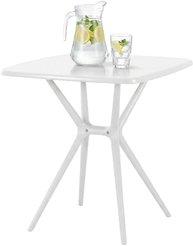 CLP Tavolo da Giardino Becky Resistente alle intemperie, Tavolo bistrot Quadrato 72x72 cm, Balcone in Polipropilene Anti UV, Colore:Bianco