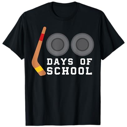 Hockey Puck Stick 100 Days Of School Teacher Boy T-Shirt