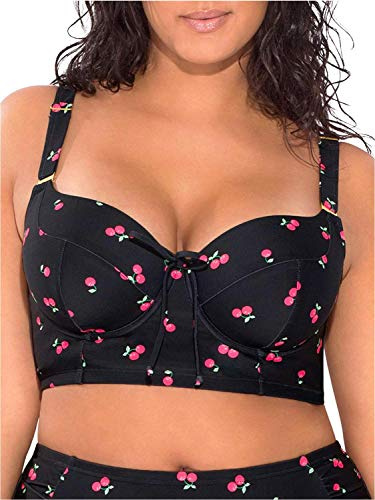 Smart & Sexy Women's Full-Busted Supportive Underwire Swimsuit Bikini Top, Sweet Cherry, 36DD