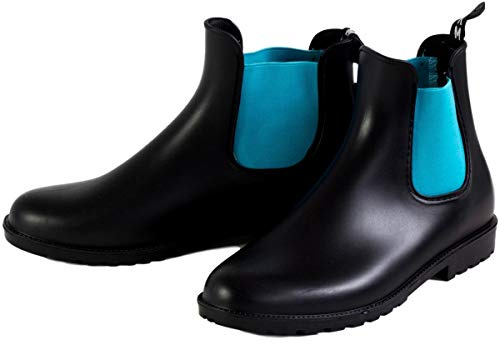 RL24 by HKM - Jodhpur Reitstiefeletten mit Elastikeinsatz Kunstleder schwarz/kobaltblau 41 soft/weit