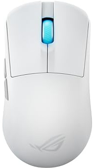 ASUS ROG Harpe Ace Mini -Ratón Gaming inalámbrico, 49 g Ligero, Sensor óptico AimPoint Pro 42K, microinterruptores ópticos, ROG Polling Rate Booster, Esports y FPS, pequeño, Mediano, Blanco Lunar