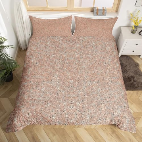 Loussiesd Girls Leopard Print Duvet Cover King Luxury Women Cheetah Print Bedding Set Brown Wild Animal Themed Comforter Cover Teens Adults Soft Reversible Bedspread Cover with 2 Pillow Case, Zipper