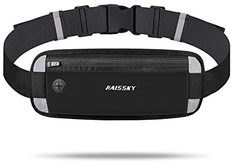 Cinturón Correr para Teléfono, Cintura Deportiva Delgada con Orificio para Auriculares, Cinturón Correr para Mujeres y Hombres con Tiras Reflectantes, Riñonera Ligera para Deportes al Aire Libre