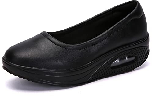 Meidiastra Femme Chaussures de sécurité Léger Slip-on Chaussures infirmière Chaussures de Marche Léger Soins de Santé Antidérapant Chaussures de Sport Hôpital Noir 35