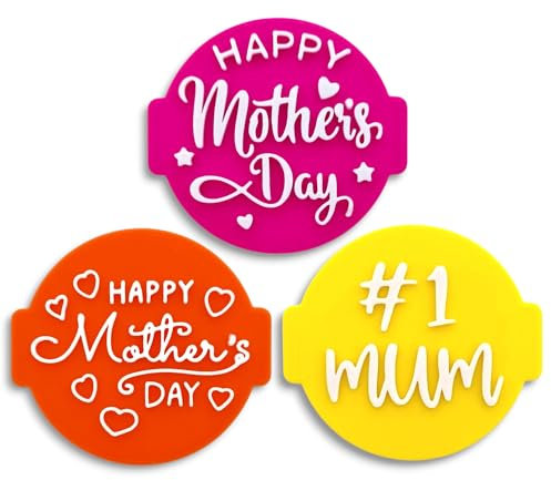 Happy Mothers Day (Set of 3 Stamps) Embosser Stamp for Fondant, Icing, Cupcake, Cake, Biscuits, Decoration