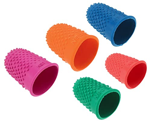 PATIKIL Gummi fingerspetsar, 20-pack silikon tumfingertoppsskydd skyddsdynor fingerborg grepp för kontorsräkning sömnad, flerfärgad storlek blandade