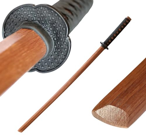 DEPICE Bokken - Pera (101 cm, Peso aproximado: 750 g, Hoja de Abedul Chino, curvatura pequeña, sección Transversal Hiramine, Incluye Soporte para Tsuba y Tsuba, Iaido Aikido Aikido