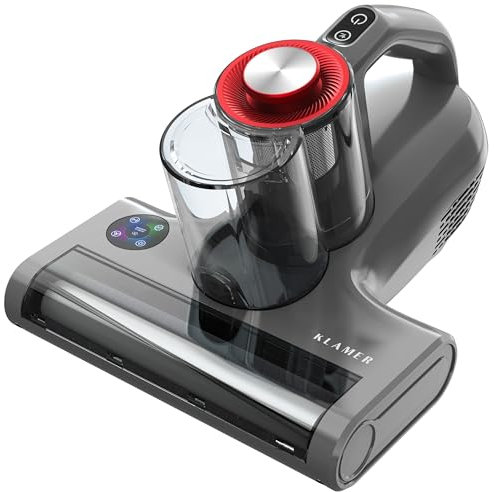 KLAMER Milbensauger 18kPa – Matratzensauger mit UV-Licht & 60°C Tiefenreinigung, Ultraschall & Schlagmodi, Anti-Verwicklungs-Bürste für Tierhaare, HEPA-Filter gegen Milben & Allergene
