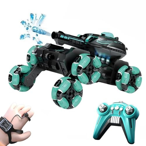 CHENRI Ferngesteuerter sechsrädriger Panzer - transformierbar für die Schlacht, Gestensensor RC Tank Spielzeug, 4WD Ferngesteuertes Auto, 360° Drehung RC Auto mit Licht & Musik für Kinder (Blau)