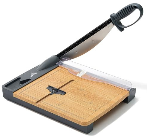 JIELISI Holz-Guillotine-Papierschneider (Bis 80g A4, 32 Blatt Schneidleistung) Manuell Schneidemaschine, Papierschneidemaschine, Hebelschneider, Schere für Papier und Fotos, höchste Präzision