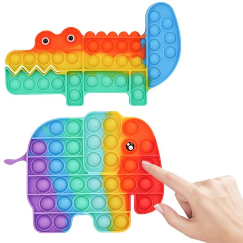 Pop It Fidget Toy, 2 Pcs Pop Bubble Fidget Toys, Jouets Anti-stress, Sensorielle Jouet, Push and Pop Bubble Sensory Fidget Toy, Jouets Sensoriels à Presser, Cadeau d'anniversaire Fête pour Enfants