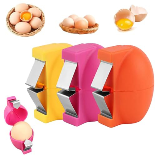 3 pièces Ouvre-coquilles d'œufs, nouvel outil à œufs 2026 pour œufs crus, outil de séparation d'œufs portable pour la pâtisserie, œufs brouillés et omelettes, gadgets de cuisine pour couper rapidement
