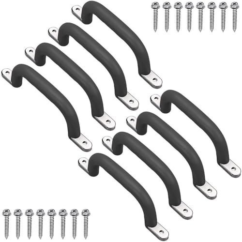 Dolibest 8 klätterhandtag, 18 cm, handtag barn, inomhus, utomhus, lektorn, handtag för lekplats/lekset/apa bar/våningssäng/barnrum/trädhus, hangelhandtag vägg/tak, metall, svart