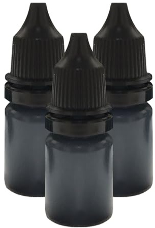 Stämpel påfyllningsbläck – 10 ml x 3 stämpelfärg | svart snabbtorkande | Fotokänslig – dokumentskydd tätning olja | kontor kontroll adress sekretess markering tillbehör