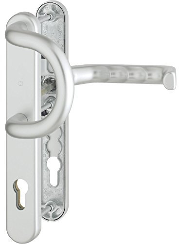 HOPPE Wechselgarnitur Liverpool | PZ 92 mm| Haustür-Garnitur | Schmalschild | silber | Drücker-Bügelgriff