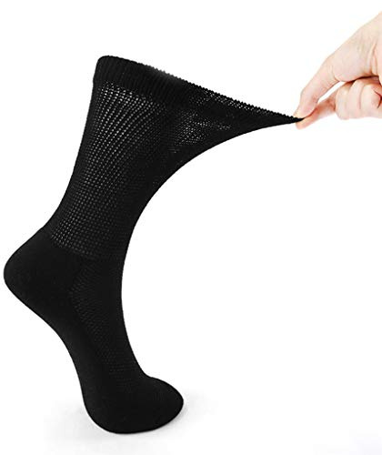 JINTN Chaussettes Diabétiques Coton pour Femmes Hommes Chaussettes Extra-Large pour Gros Pieds Chaussettes sans Elastique Soulager la Pression pour Pieds Gonflé Gestation Post-Opération-1 Paire