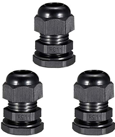 sourcing map 3Pcs Presse-étoupe Câble Glande Imperméable Joint Réglable | Plastique, Noir pour 5mm-10mm Diamètre Câble Fil, PG11, Contre-écrou