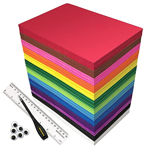 104 Feuilles Papier Mousse, MEARCOOH 13 couleur Feuille Mousse, 21.5 x 14cm Plaque Mousse pour le bricolage Projet préscolaire Scrapbooking DIY Handworking