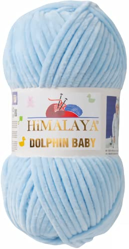 Strickfein Himalaya Dolphin Baby Wolle Garn Baumwolle Strickwolle zum Stricken häkeln (80306 Hellblau)