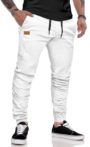 JMIERR Pantaloni da Lavoro Uomo Casual Cotone Pantaloni Jogging Pantaloni Sportivi con Elastico in Vita con Tasche Laterali Sport all'aperto Slim Fit