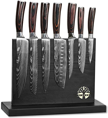 Diagsh 7-Piece Kitchen Knife Set with Magnetic Block - High Carbon Stainless Steel, Hand-Forged, Dishwasher Safe - Professional Knives Set with Block, Versatile Knife Sets for Kitchen