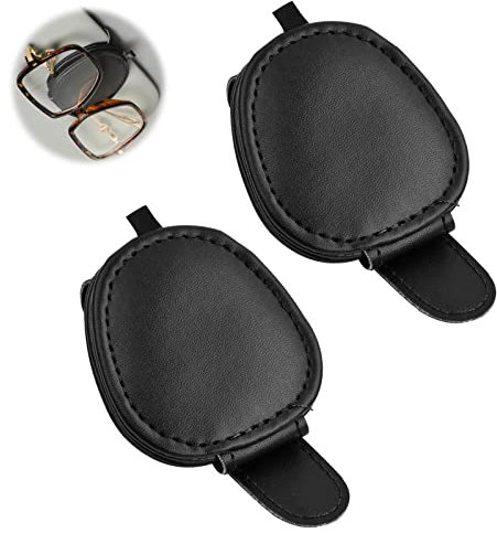 Anseom 2 Piezas Porta Gafas para Coche, Soporte Magnético para Gafas Automóvil Soporte de Anteojos Portagafas para Gafas de Sol Anteojos Tarjetas Facturas Boletos Parasol de Vehículos (Negro)