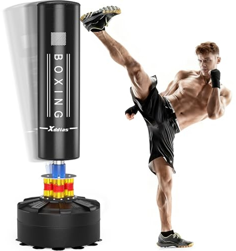 XDDIAS 67/70'' Freestanding Punching Bag, Heavy Boxing Bag, Adult/Men Stand Kickboxing Bag for MMA Martial Arts Boxing Traning