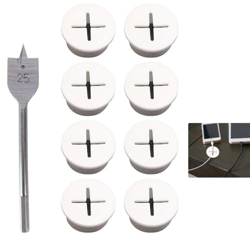 Eniyou 8pcs Flexible Silikon Kabeldurchführung Kabeldurchführung Gummi Schreibtisch Lochabdeckung Kabel Durchführungen Weiß Kabeldurchführung Schreibtisch Kabeldurchlass Mit 1-Loch-öFfner