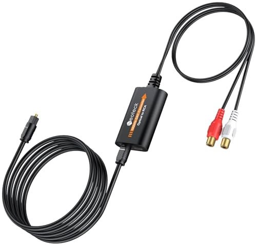 Neoteck 192 kHz SPDIF vers RCA Convertisseur Intégré Amplificateur Audio&Câble RCA DAC Convertisseur Audio Optique vers RCA pour HD TV/Xbox/DVD/Blue-Ray