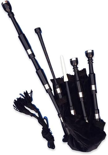 McWilliams Dudelsack, traditioneller schottischer Hochland-Dudelsack für Anfänger und Erwachsene, mit komplettem Zubehör (schwarzer P-Samt)